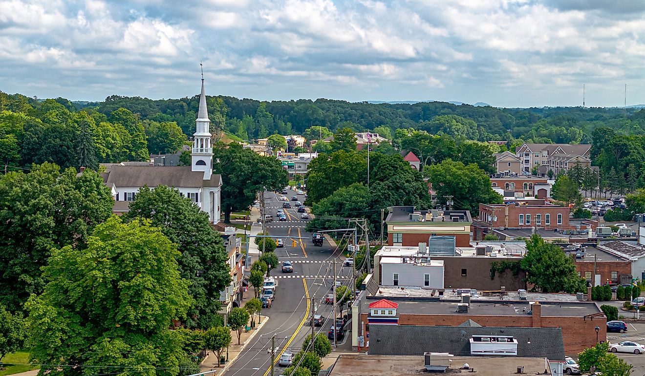 Aerial view of Southington, Connecticut.
