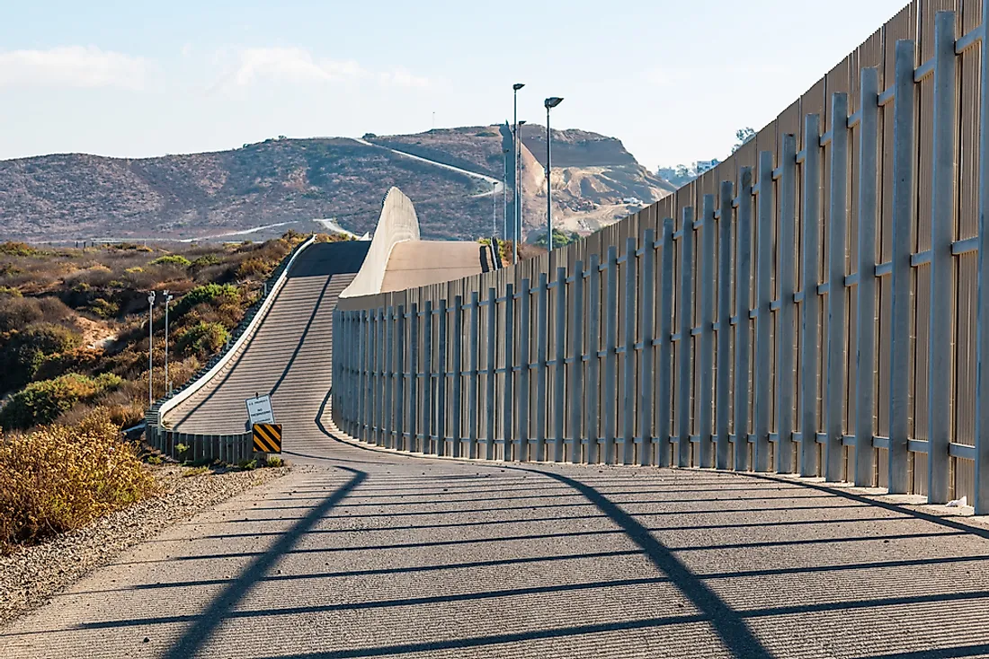 Border wall between the US and Mexico in California, a sanctuary state.