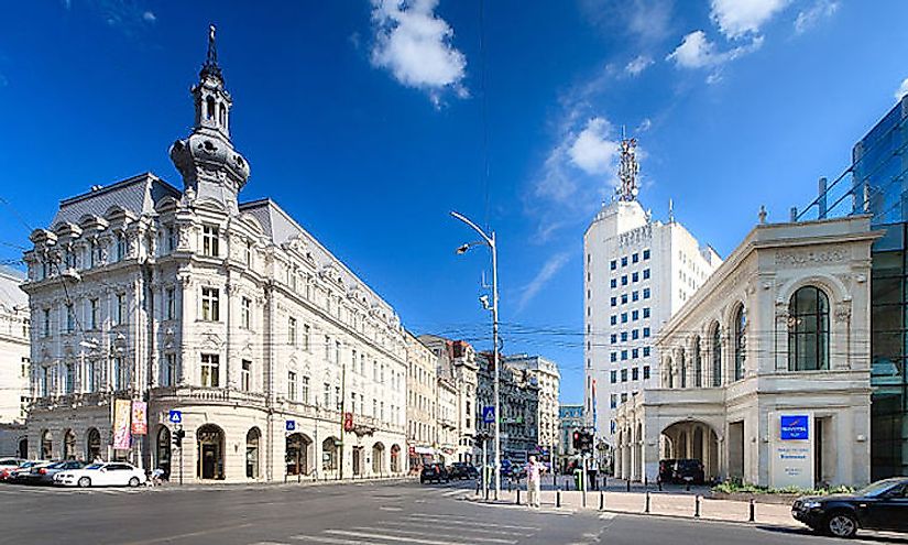 Victory Avenue, a major avenue in central Bucharest, the biggest city in Romania.