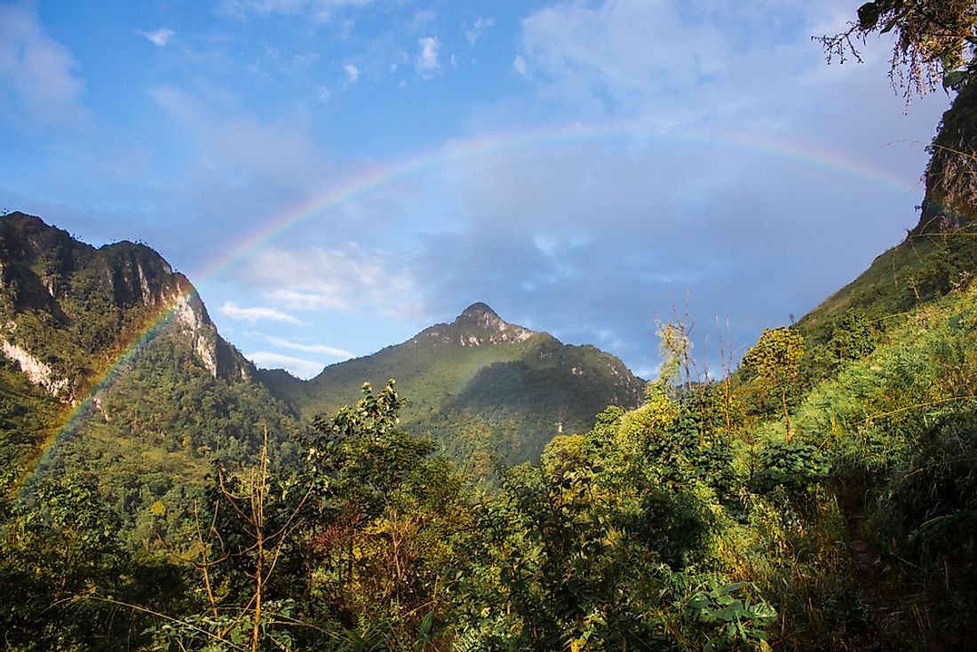 A rainbow in the mountains of Thailand. 