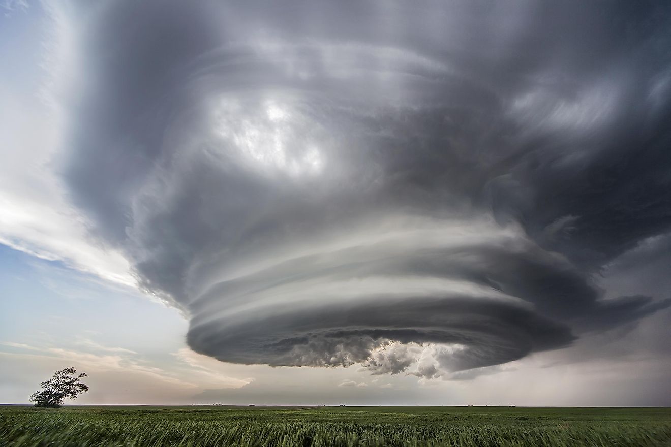 Supercell thunderstorm over the Great Plains.