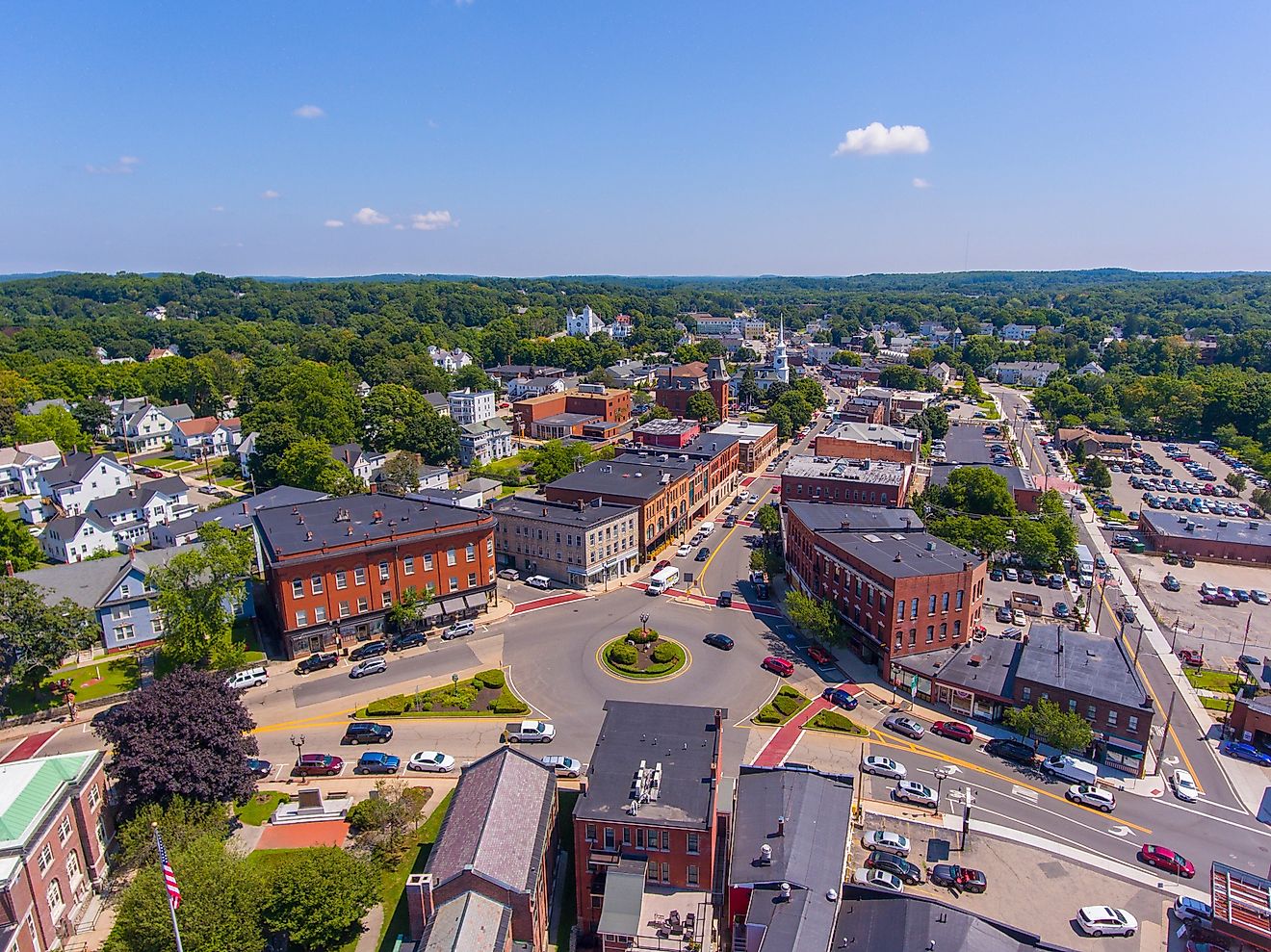 Aerial view of Hudson, Massachusetts.