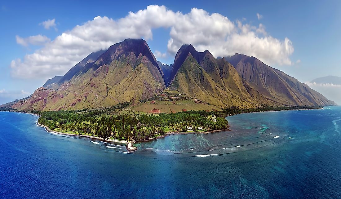 Maui is a volcanic island in the Pacific Ocean.