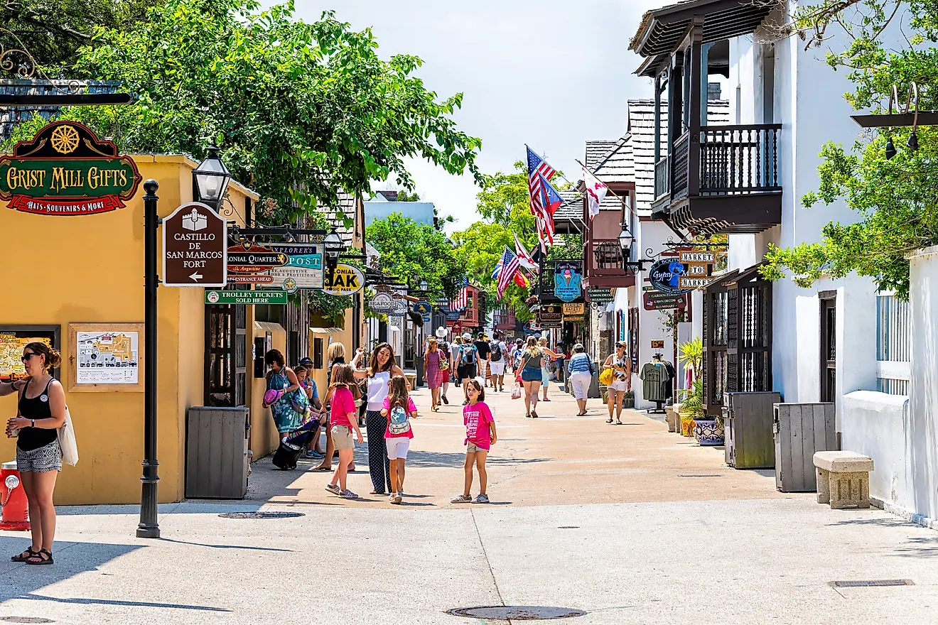 St George Street in St. Augustine, Florida. Editorial credit: Andriy Blokhin / Shutterstock.com.