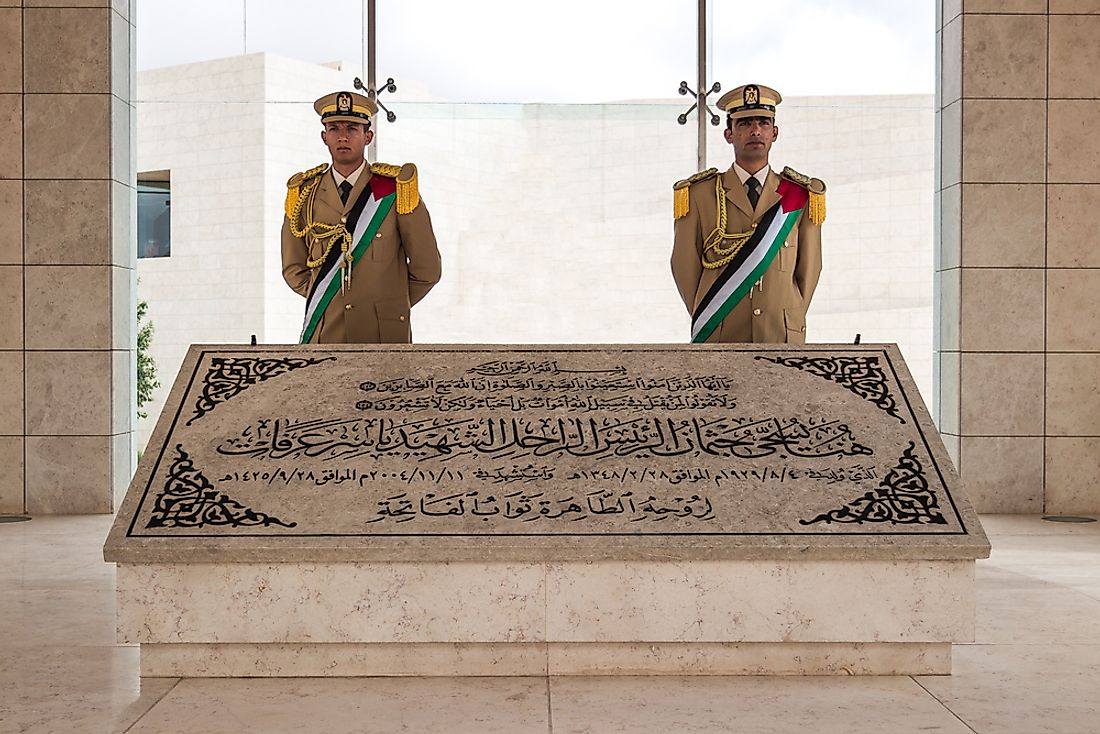 Editorial credit: Andrew V Marcus / Shutterstock.com. Soldiers guard the tomb of Yasser Arafat, the former leader of the PLO from 1969 to 2004.