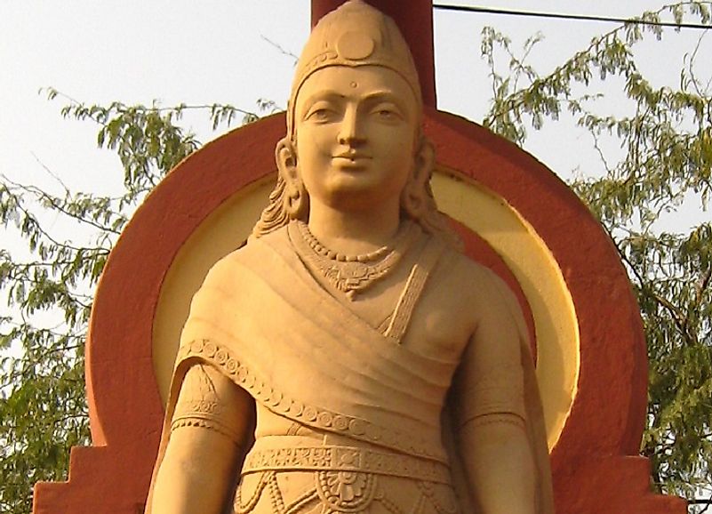 Statue of Chandragupta Maurya, founder of the Maurya Empire, in New Delhi, India.
