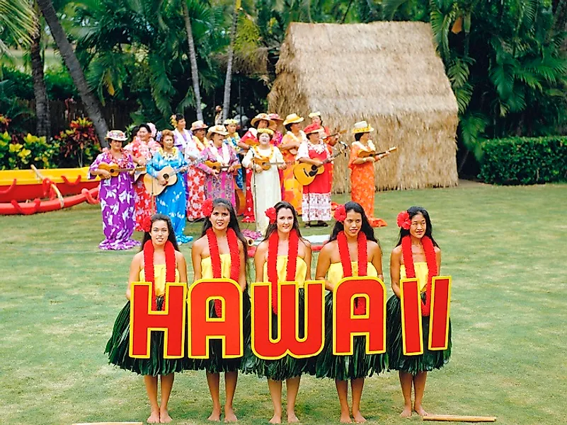 Hawaiian women of all ages show their pride in their state.