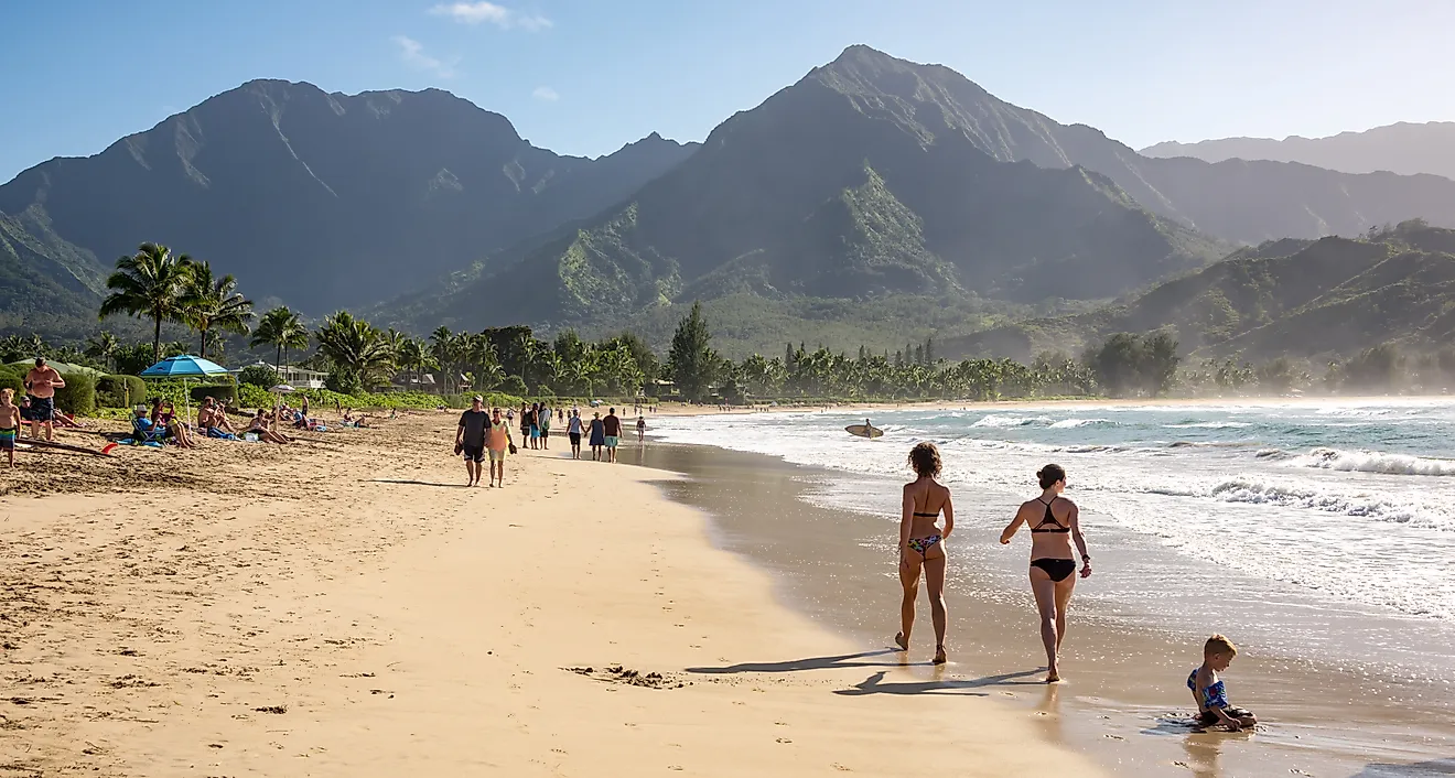 Hanalei Bay Beach in Hanalei, Hawaii. Image credit Chase Clausen via Shutterstock