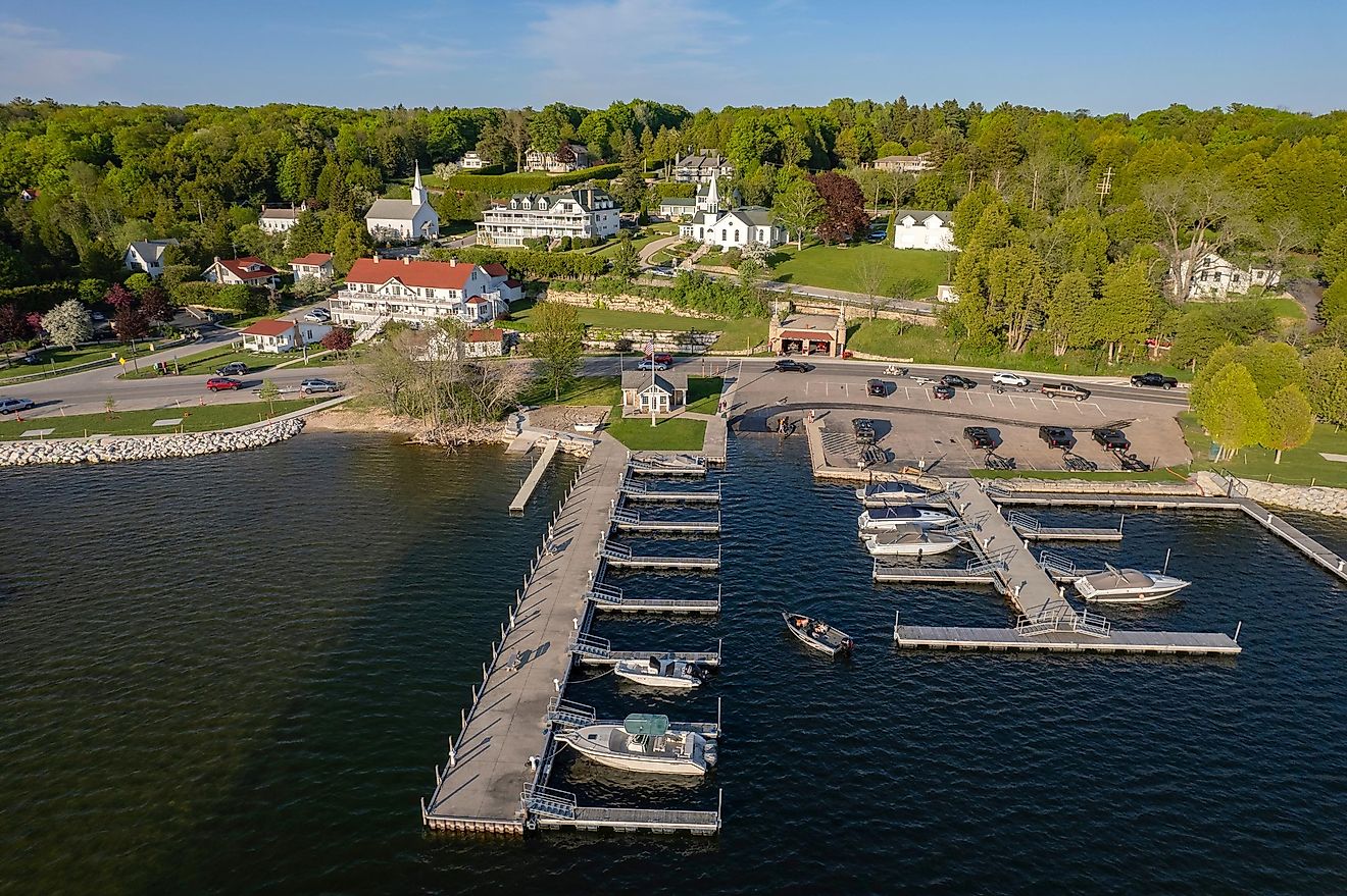 Aerial view of Ephraim, Wisconsin.