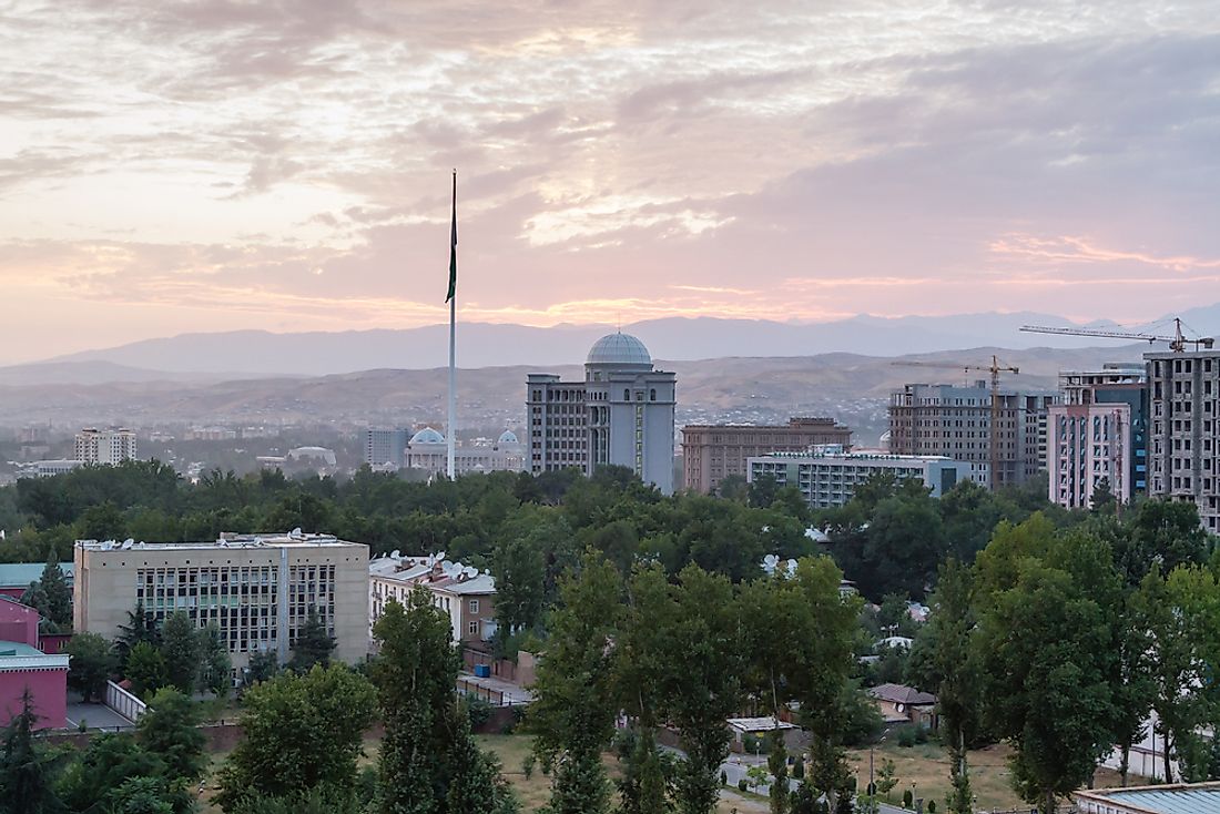 Skyline of Dushanbe, Tajikistan. 