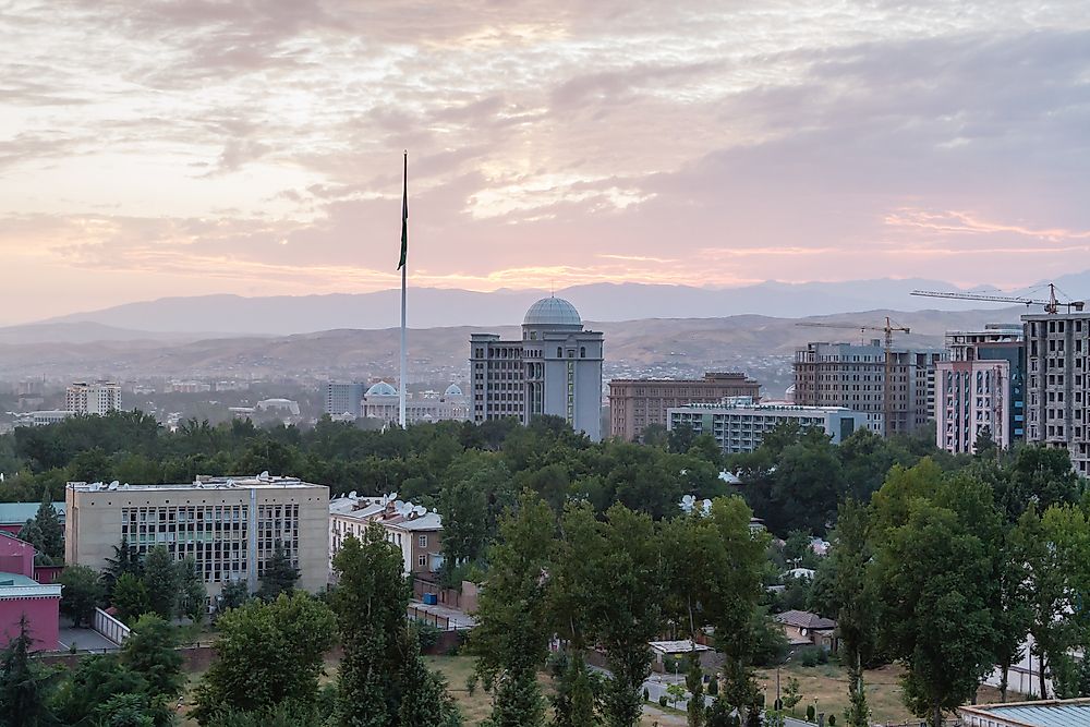 Skyline of Dushanbe, Tajikistan.