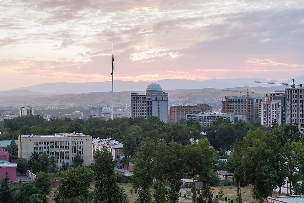 Skyline of Dushanbe, Tajikistan. 