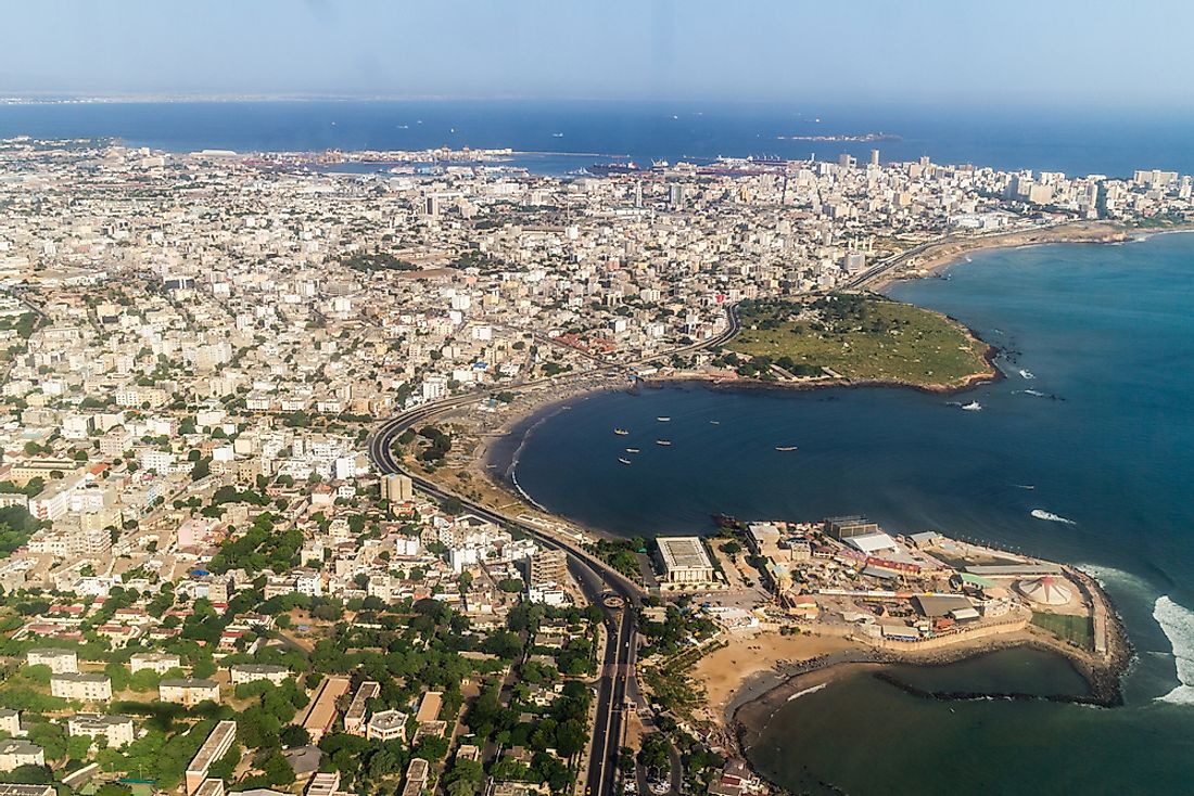 The city of Dakar sits on the Atlantic coast. 