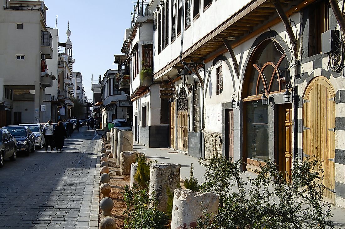 A street in Damascus, prior to the Syrian Civil War. 