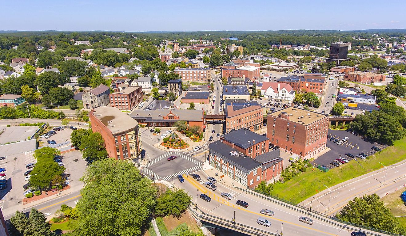 Aerial view of Woonsocket, Rhode Island.