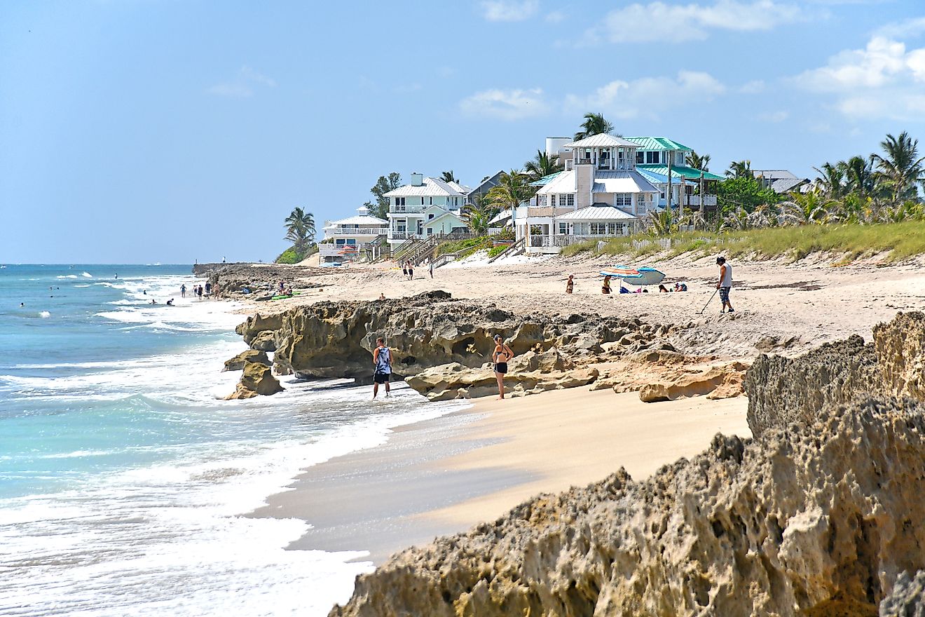 Coastline view at Stuart Rocks Beach in Stuart, Florida in Martin County