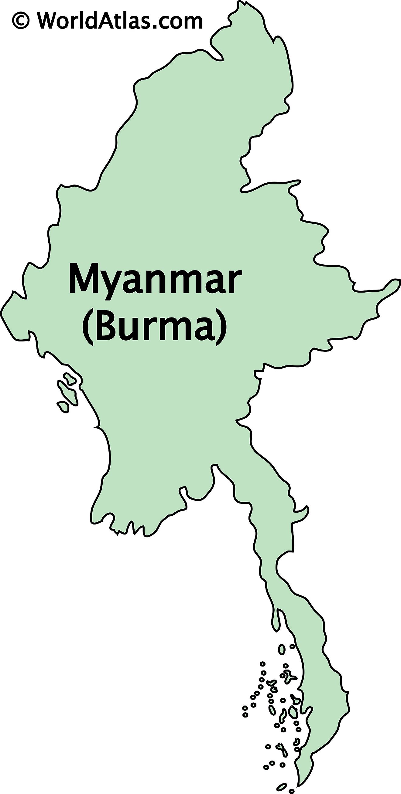 Mapa de contorno de Myanmar