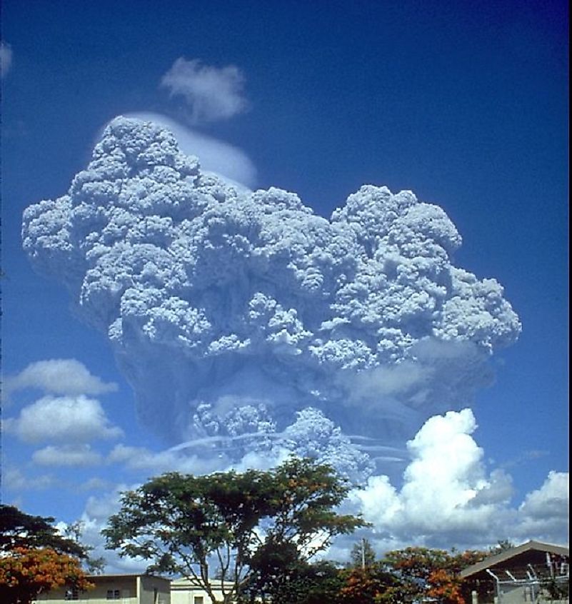 Mount Pinatubo on the Filipino island of Luzon erupting in June of 1991.