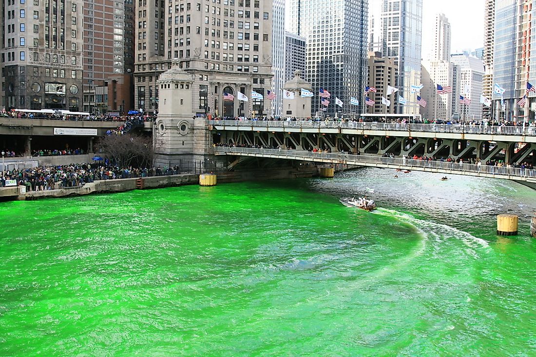 The dyeing of the Chicago River. 