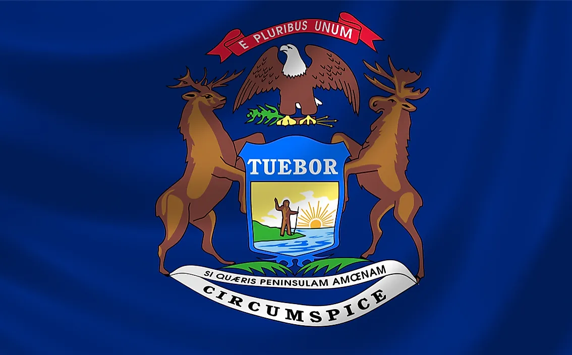 The state flag of Michigan.