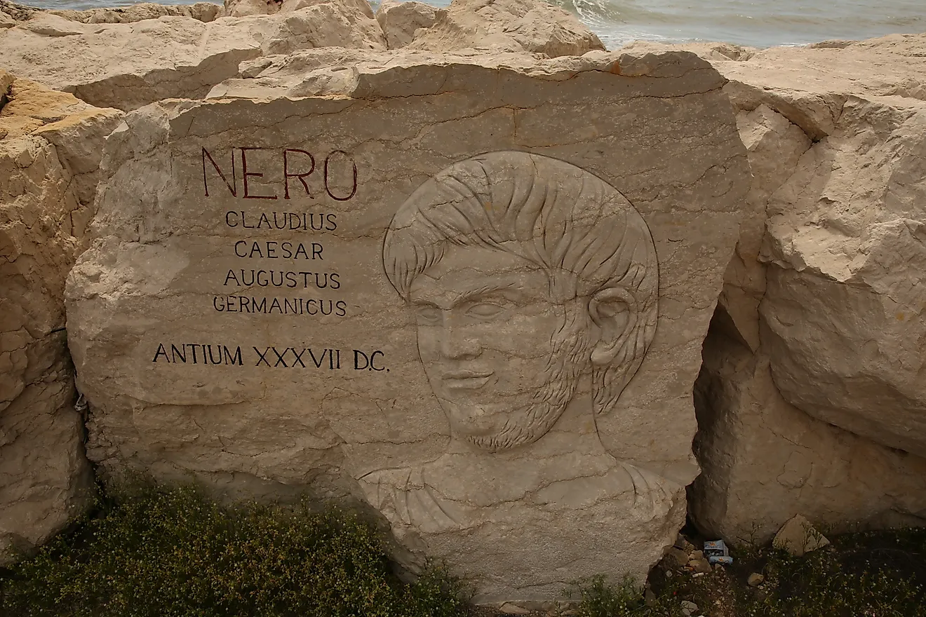 A carving of Nero. Via Shutterstock / Betophoto.