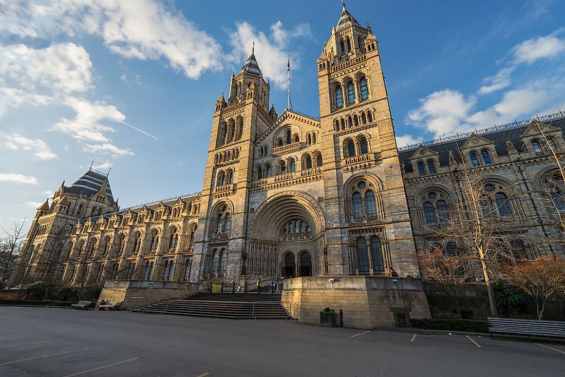 The facade of the Natural History Museum in London.