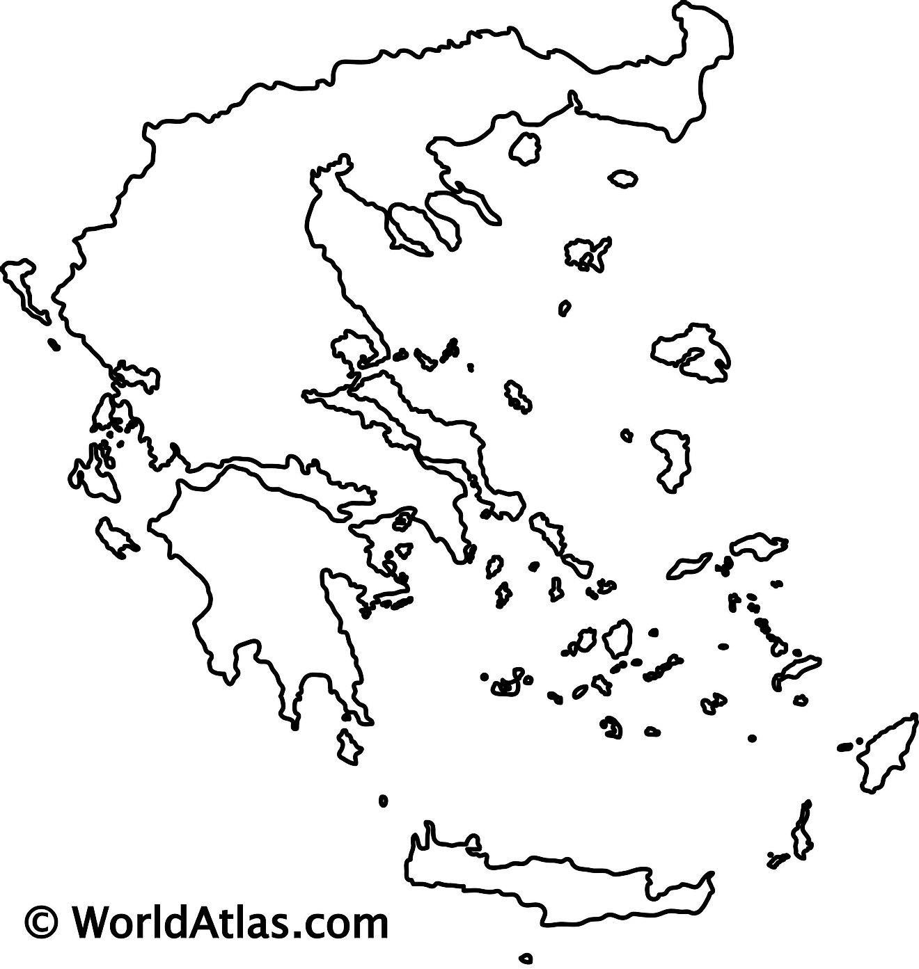 Blank Outline Map of Greece