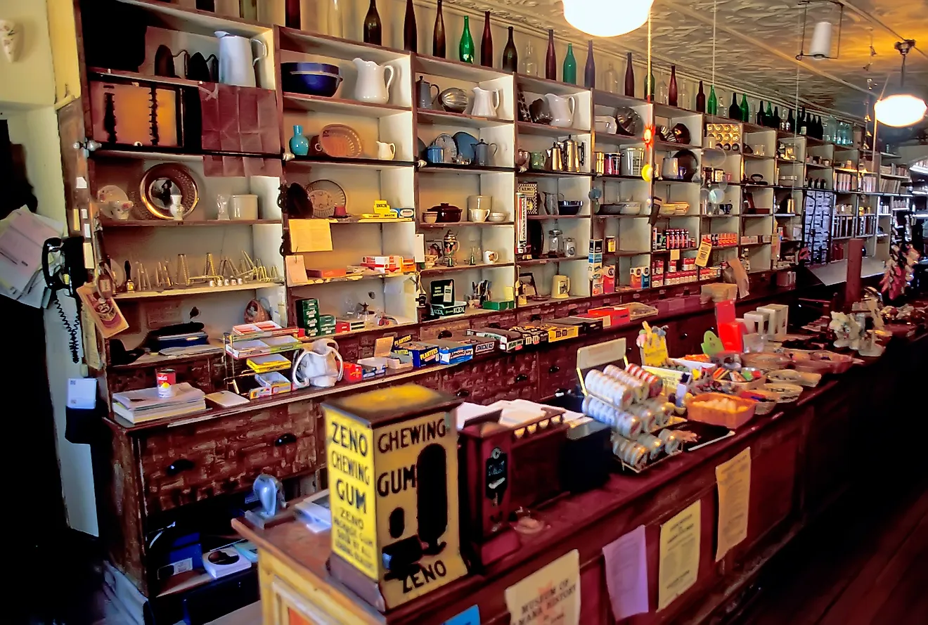 Old time general store in High Amana in the Amana Colonies Iowa (Editorial credit: Dennis MacDonald / Shutterstock.com)