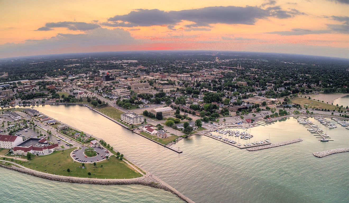 Aerial view of Sheboygan, Wisconsin.