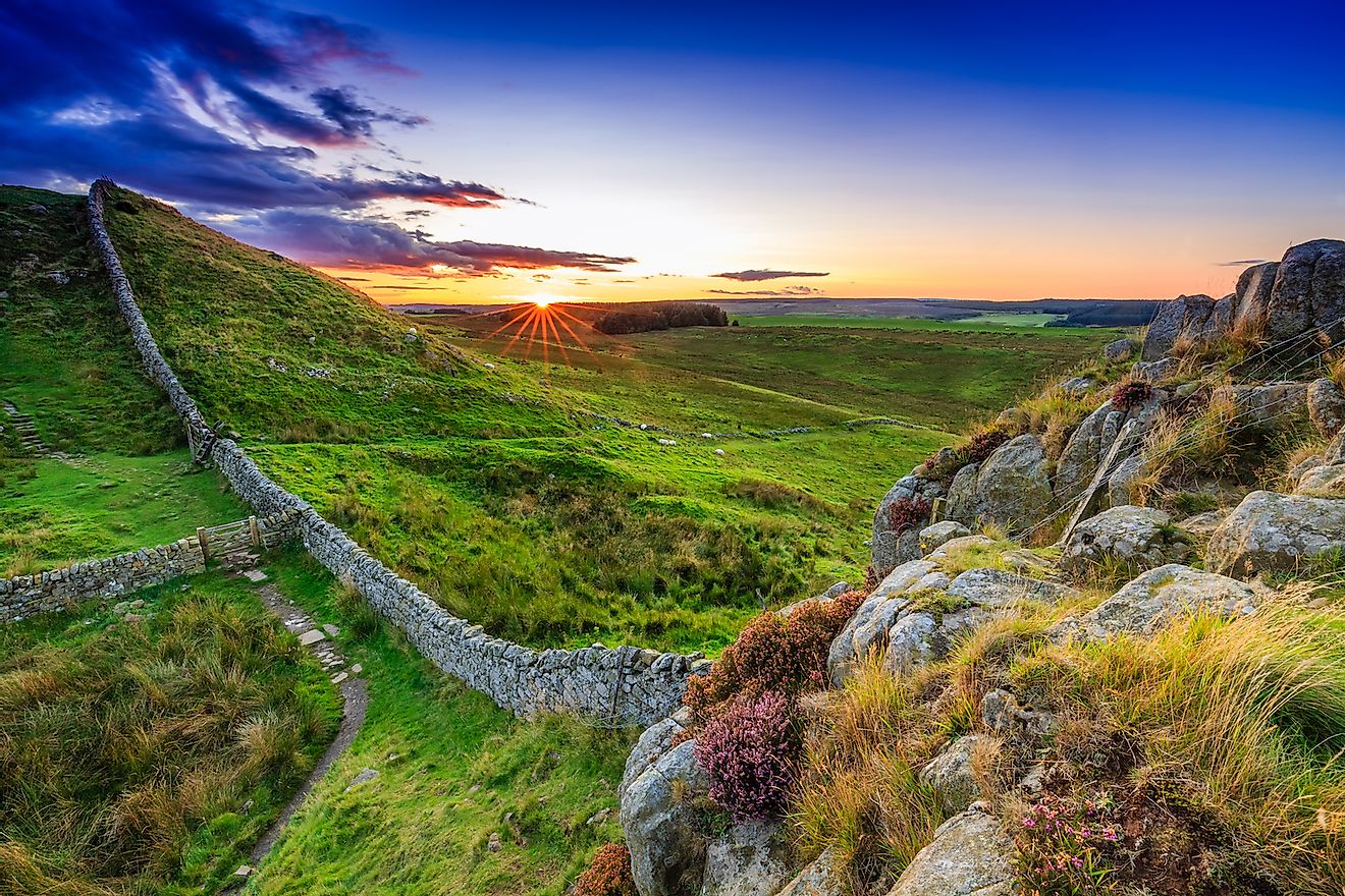 Sunset at Hadrian's Wall in Northumberland, England. Image credit: Michael Conrad/Shutterstock.com