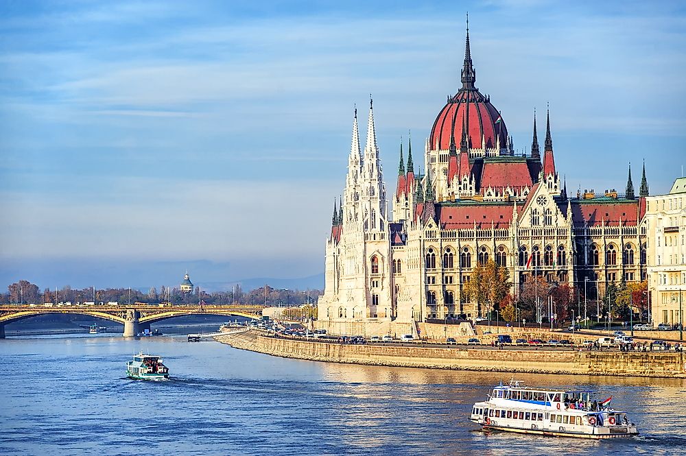 Cruise ship on the Danube at Budapest. 