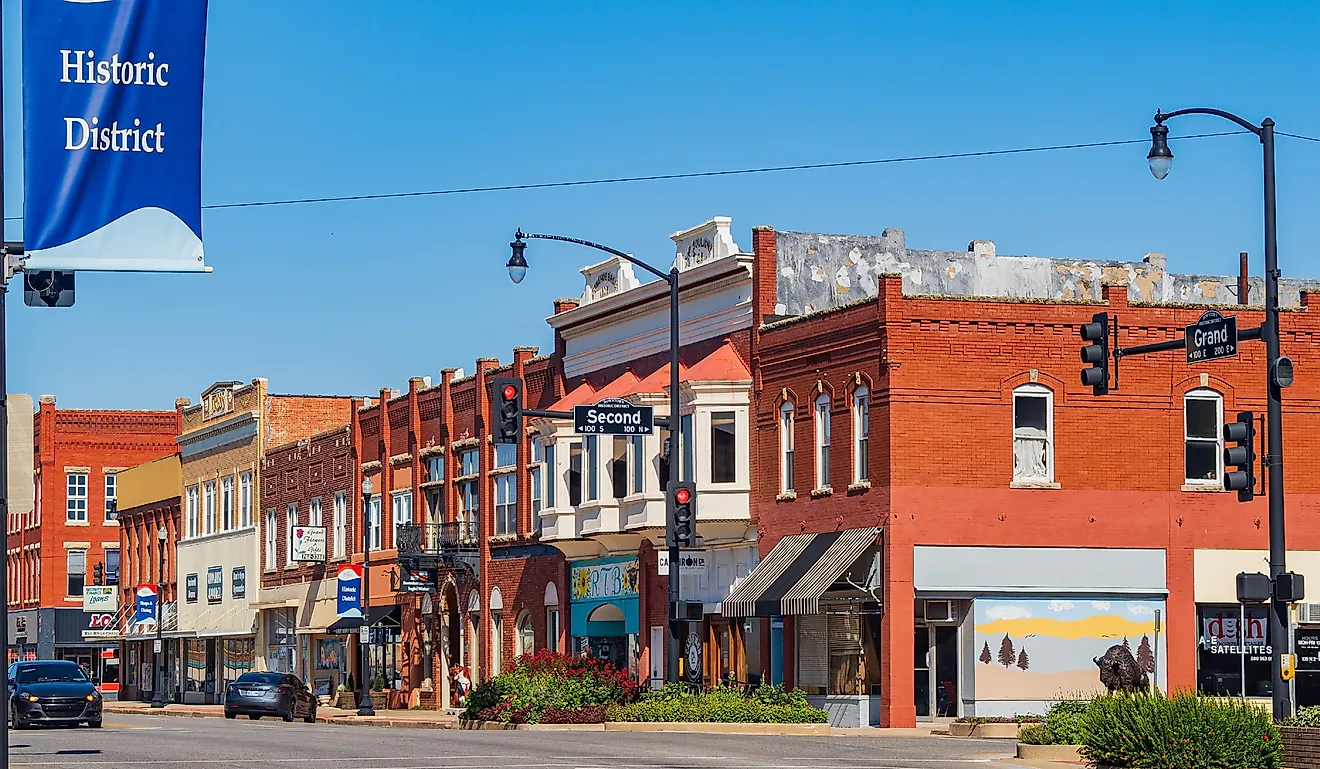 A sunny view of the Ponca City cityscape. Editorial credit: Kit Leong / Shutterstock.com.