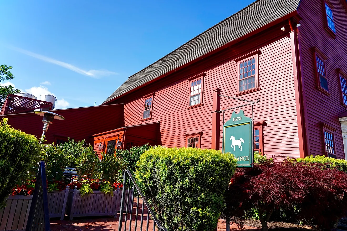 Constructed in 1673 by English immigrant Francis Brindley, Newport's historic White Horse Tavern is believed to be the oldest tavern building in the U.S. Editorial credit: George Wirt / Shutterstock.com