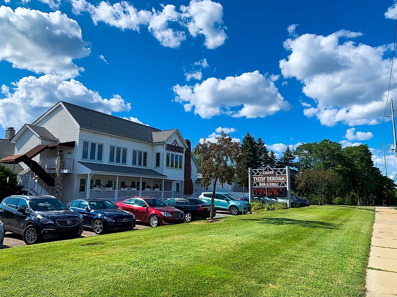 Camp Ticonderoga Bar and Grill food restaurant storefront in Troy, Michigan. Editorial credit: gg5795 / Shutterstock.com