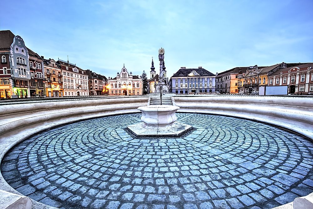 The city square of Timișoara, Romania. 