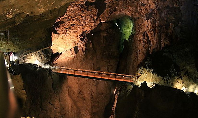 A bridge in the Skocjan Caves of Slovenia.