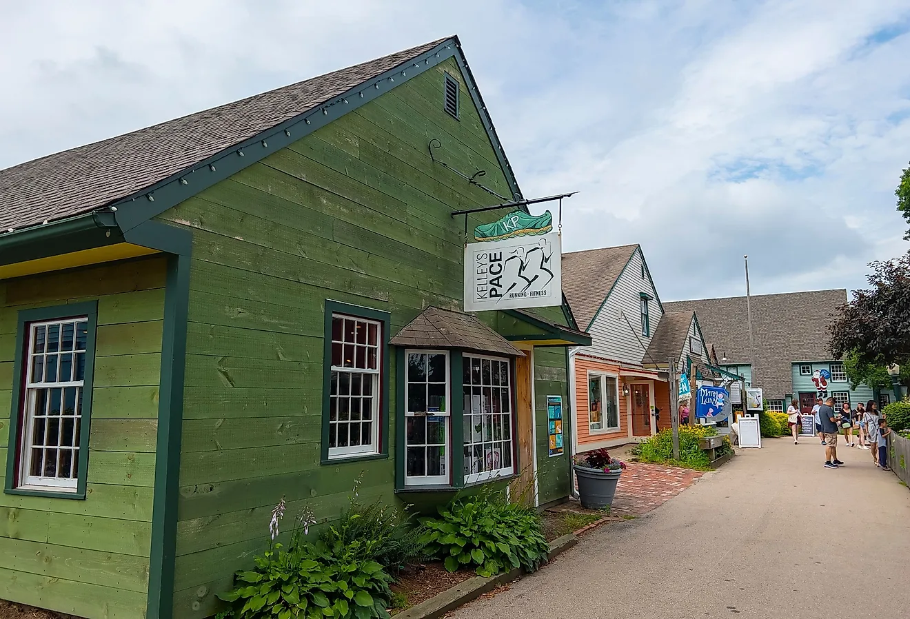 Historic shop in Old Mystic Village in summer in village of Mystic, town of Stonington, Connecticut CT, USA. Editorial credit: Wangkun Jia / Shutterstock.com