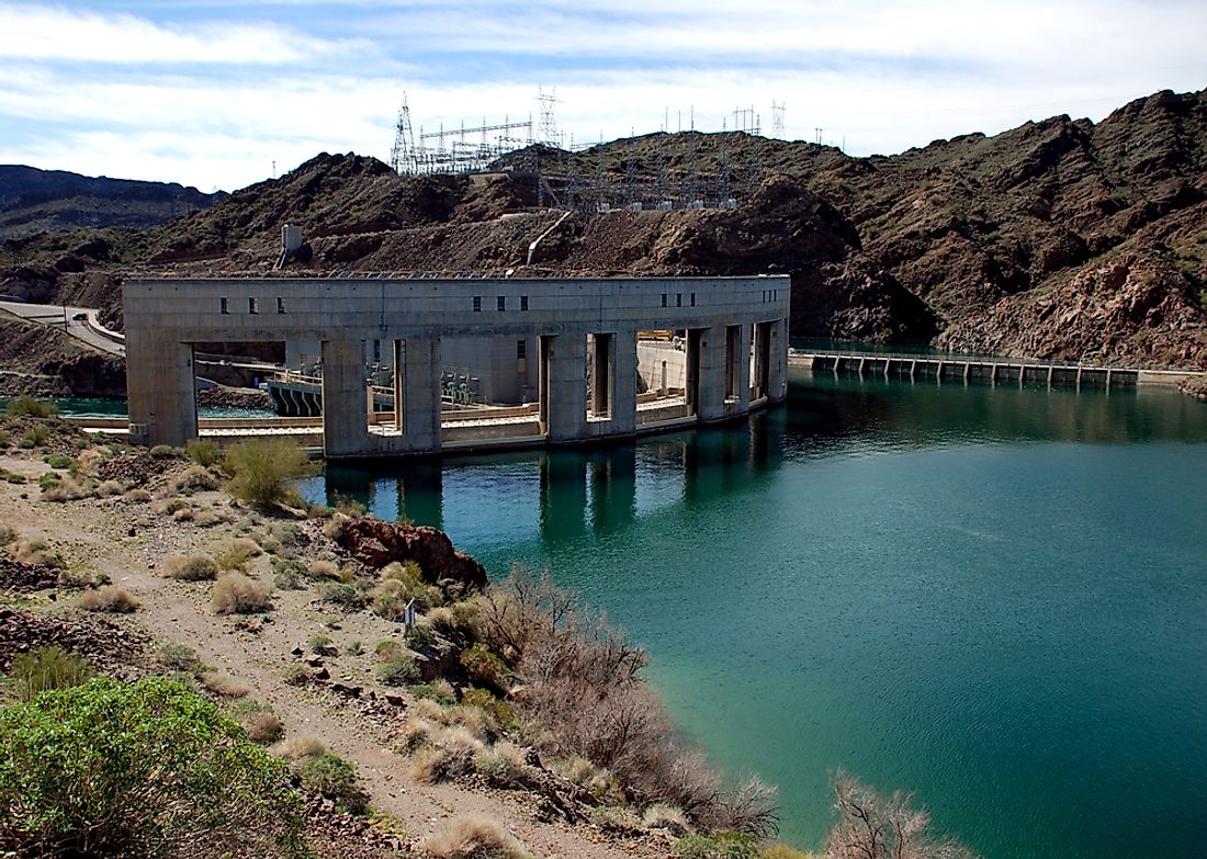 The Lake Havasu side of Parker Dam along the Colorado River.