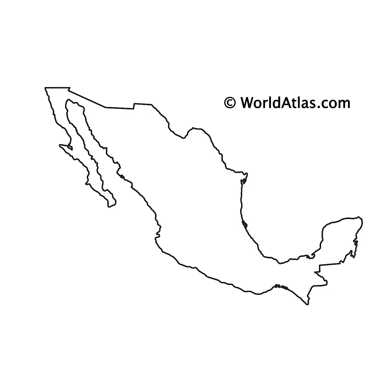 Mapa de contorno en blanco de México