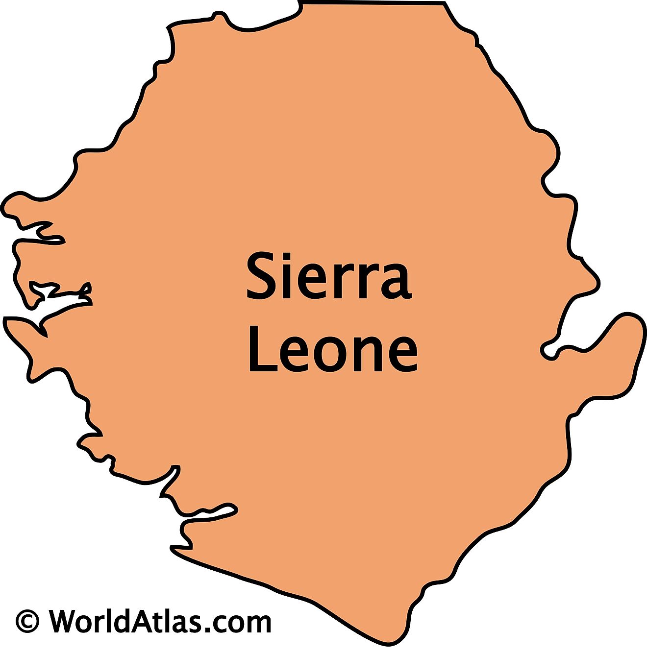 Mapa de contorno de Sierra Leona