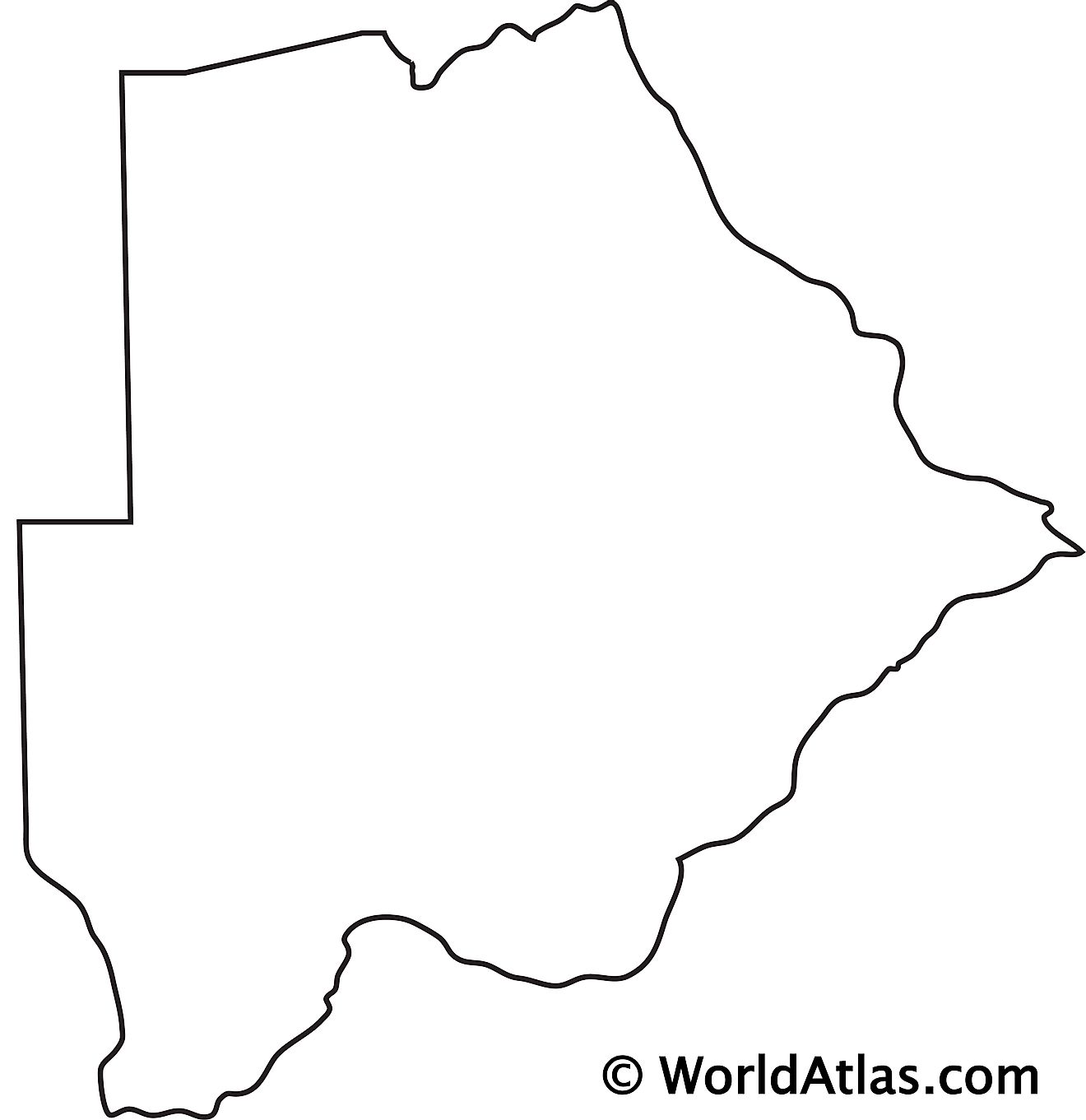 Blank outline map of Botswana