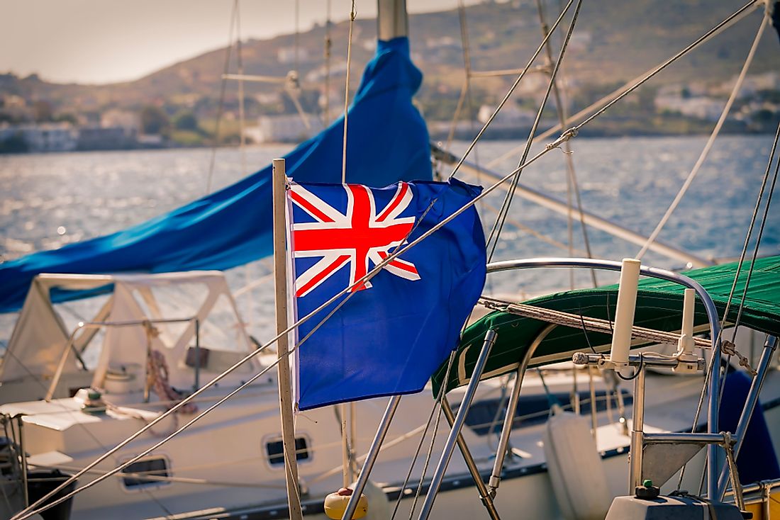 The Blue Ensign flown from a boat. 