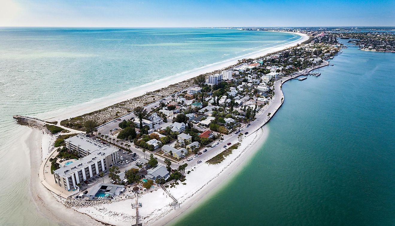 Aerial view of Pass-a-Grille Beach, Florida.