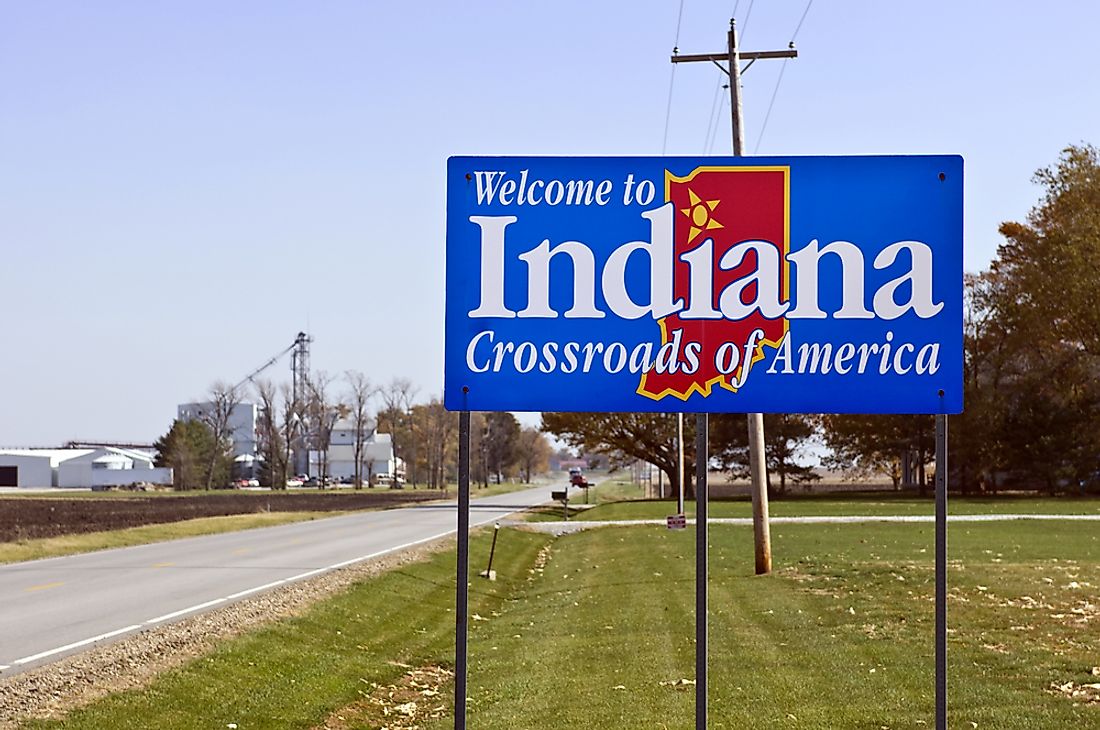 "Welcome to Indiana" sign. 