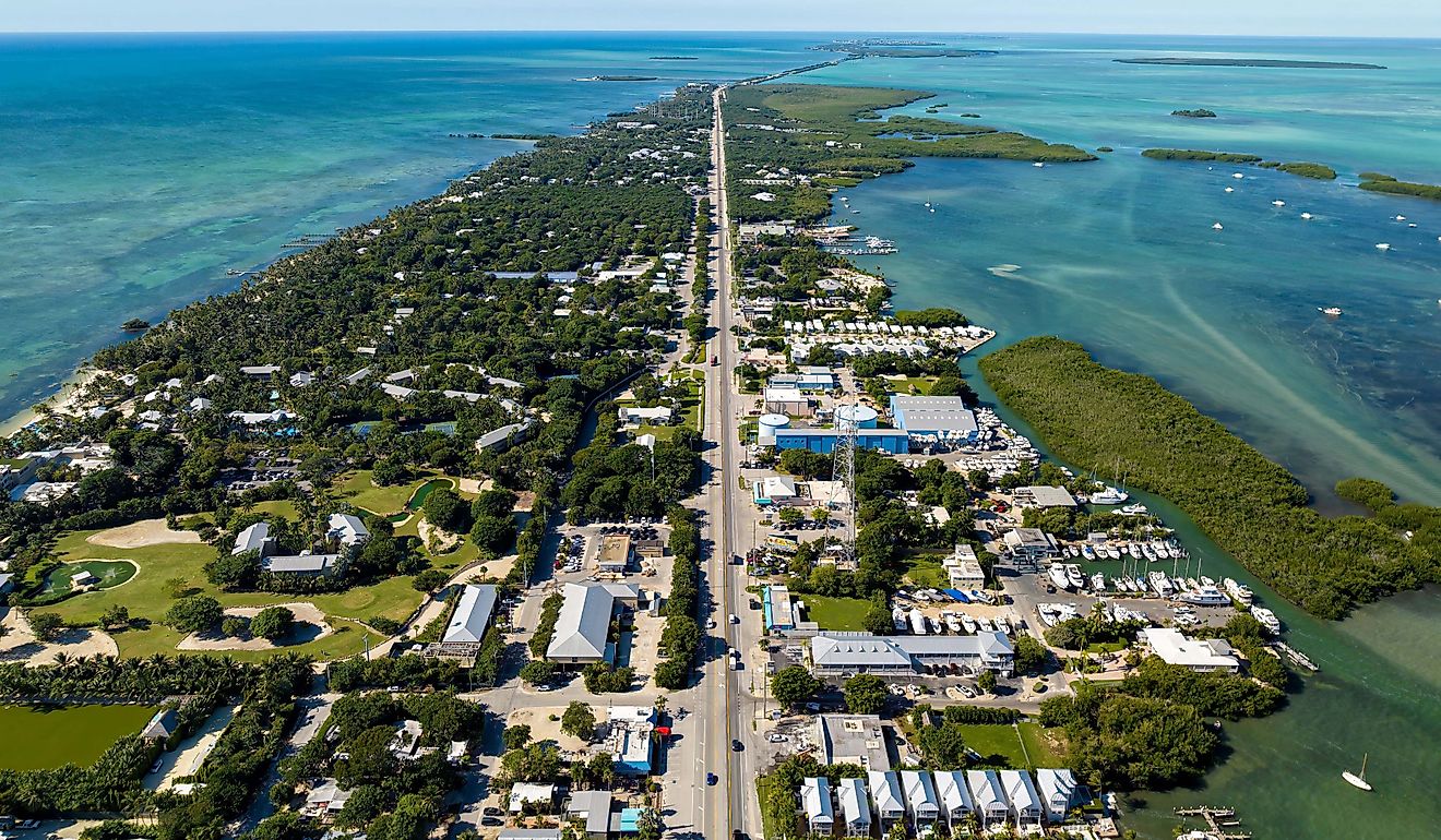 Aerial view of Islamorada in Florida Keys.