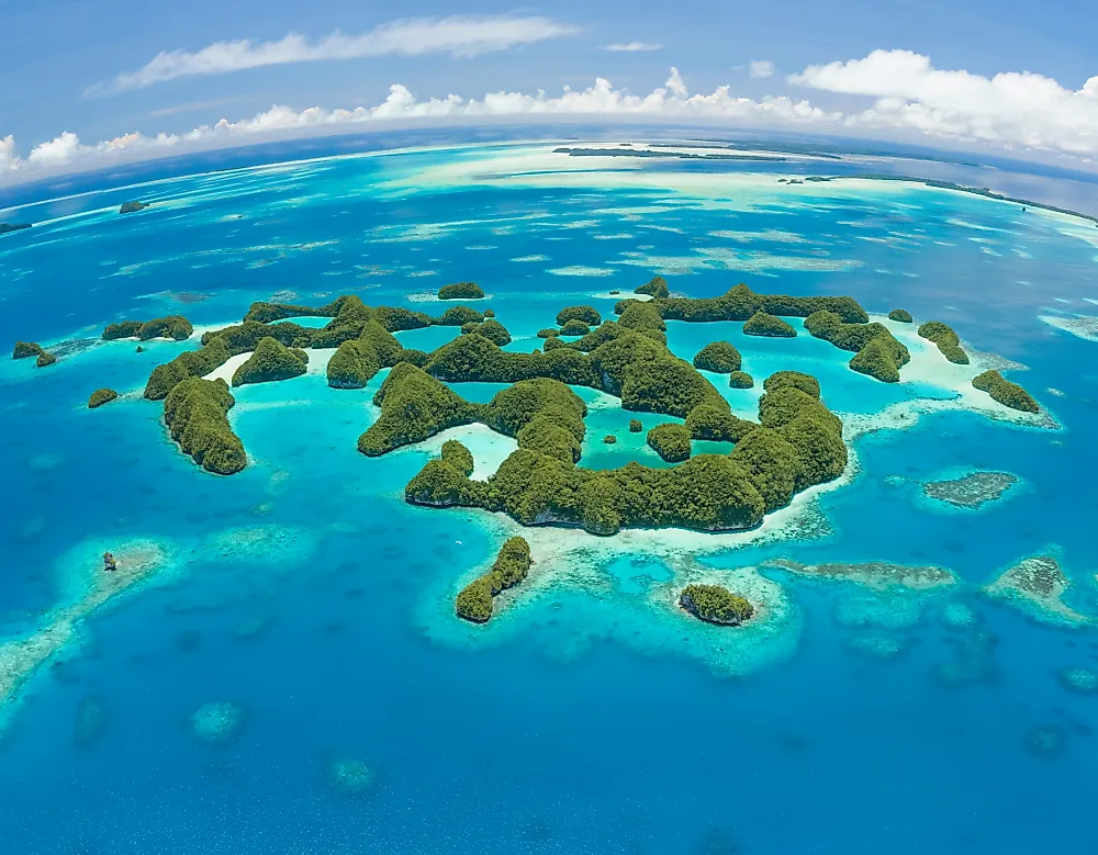 An aerial view of Palau. 