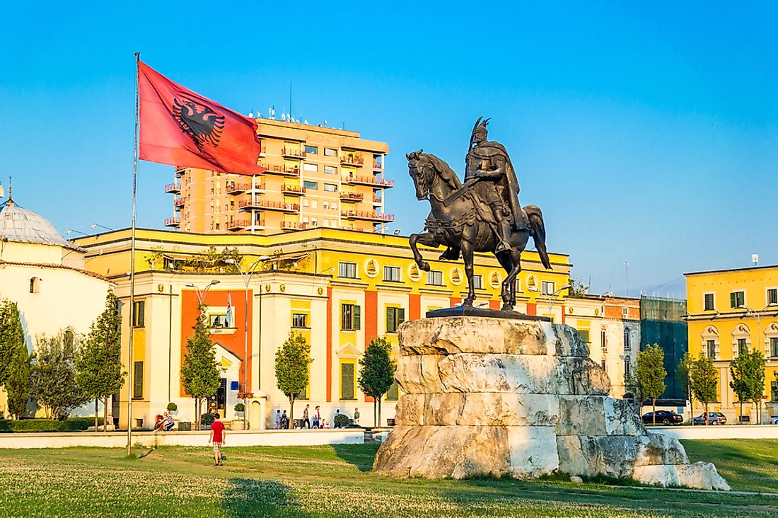 Skanderbeg Square in Tirana, Albania. 