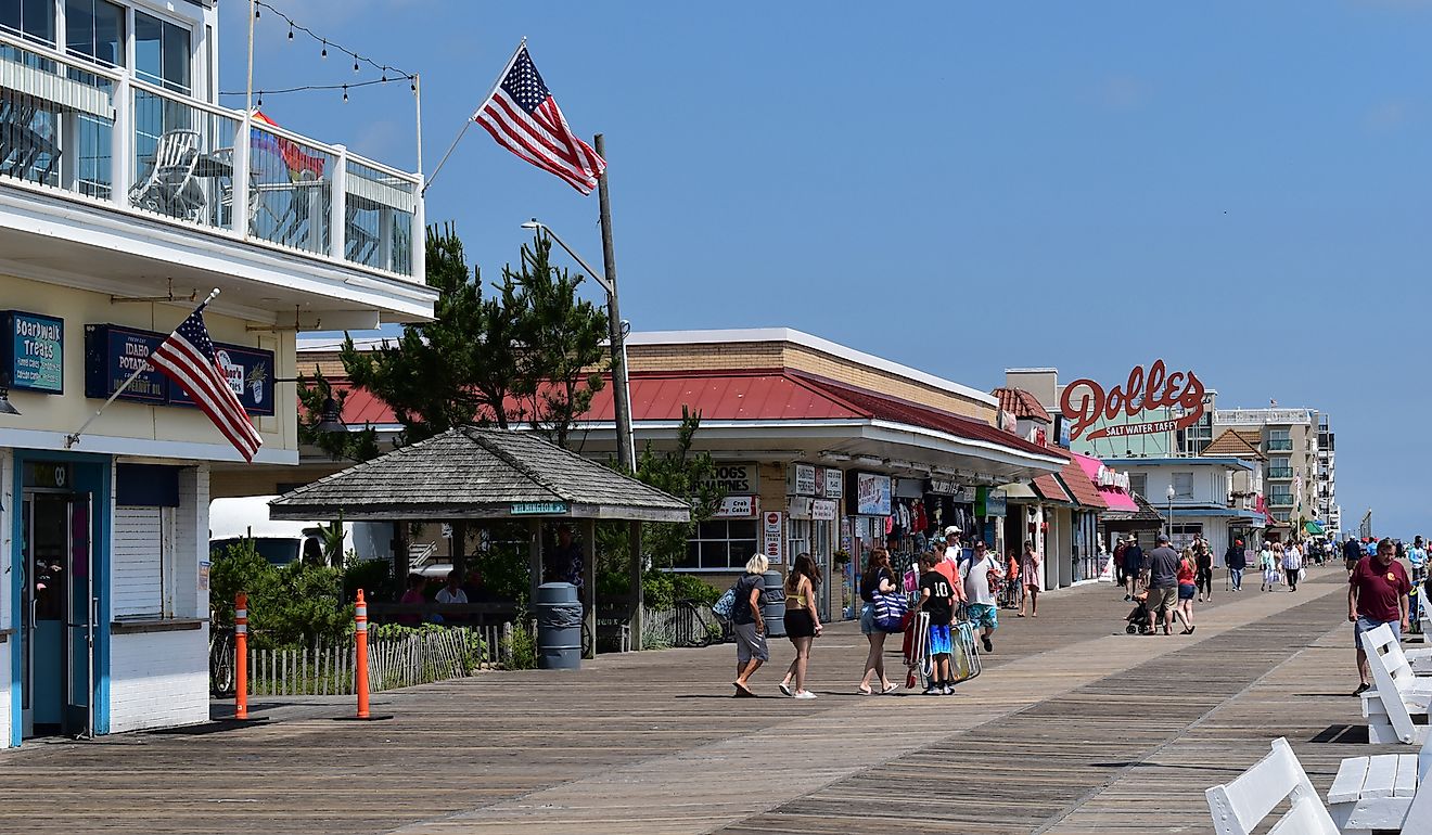 The charming beachside scene of Rehoboth Beach, Delaware. Editorial credit: Foolish Productions / Shutterstock.com.