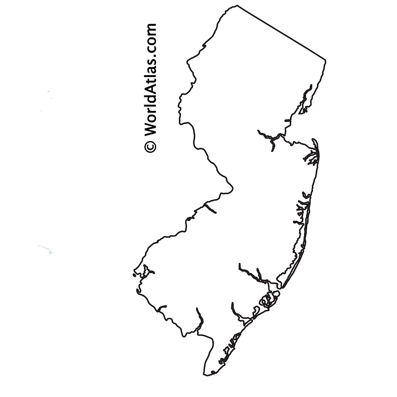 Mapa de contorno en blanco de Nueva Jersey