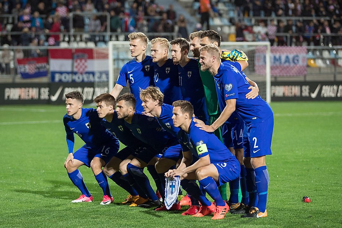 The Finnish national team at the 2018 FIFA European qualifier. Editorial credit: Ivica Drusany / Shutterstock.com.